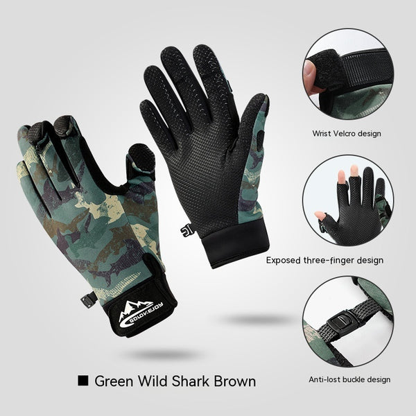 Professional Winter Fishing Gloves Exposed Three Finger Half Finger Touch Screen