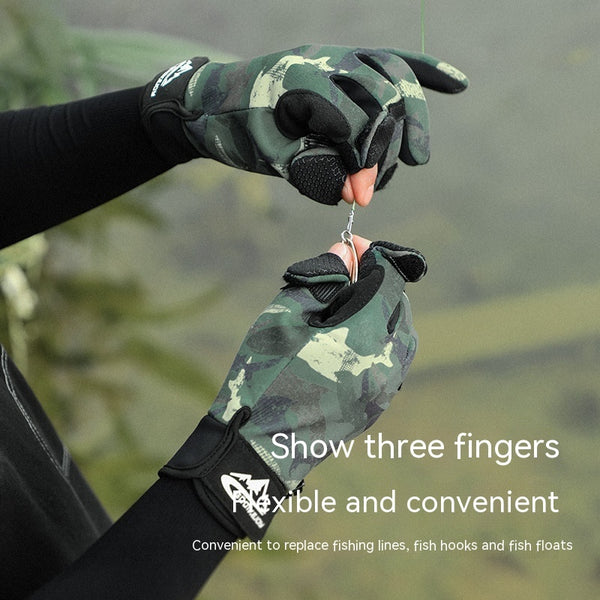 Professional Winter Fishing Gloves Exposed Three Finger Half Finger Touch Screen