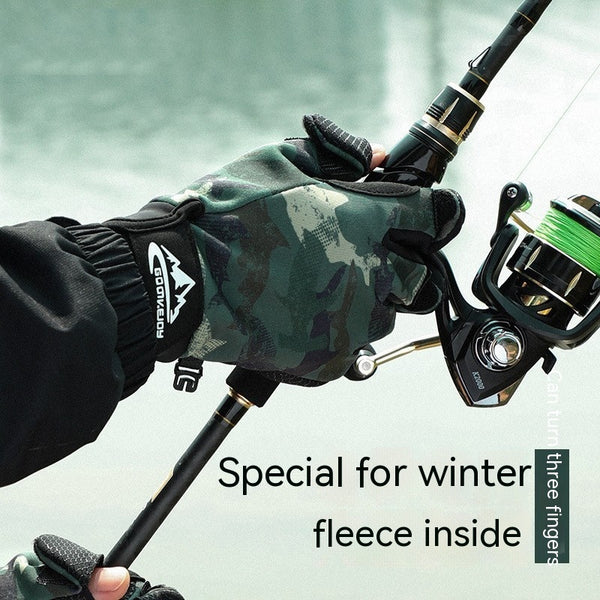 Professional Winter Fishing Gloves Exposed Three Finger Half Finger Touch Screen