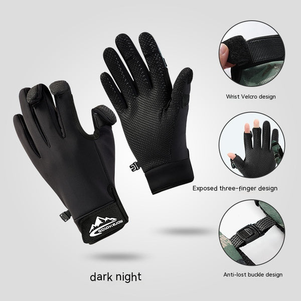 Professional Winter Fishing Gloves Exposed Three Finger Half Finger Touch Screen